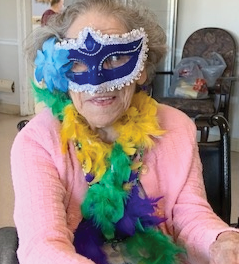 Springfield resident wearing her Mardi Gras mask