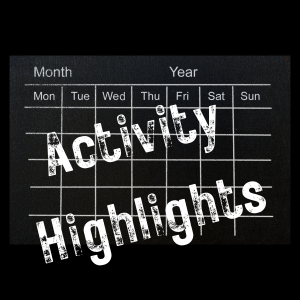 calendar background with activity highlights stamped on the front